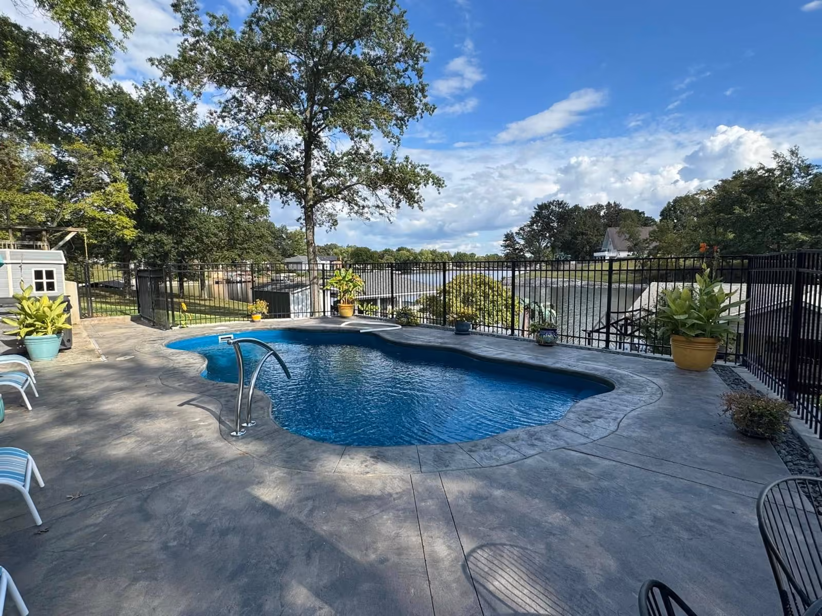 Finished residential pool area with deck space and outdoor access planned for regular use
